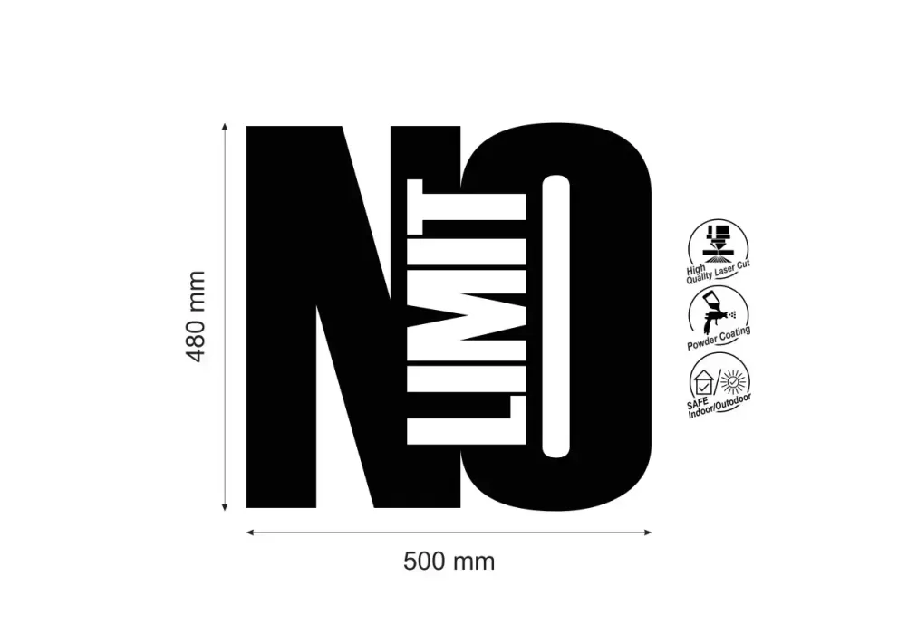 Decoratiune perete metal No limit_1 - limba engleza