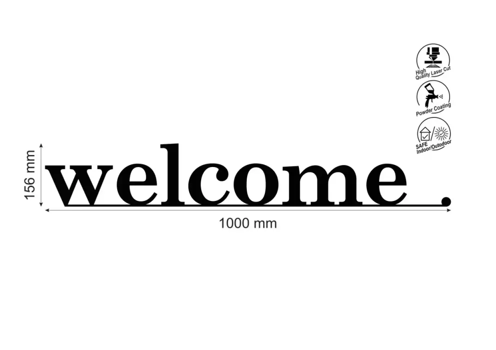 Inscriptie metal Welcome - limba engleza